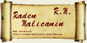 Raden Malićanin vizit kartica